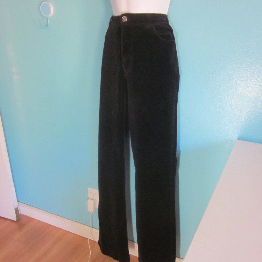 Vintage 90's Women Size 10 High Rise Gloria Vanderbilt Black Velvet Pants